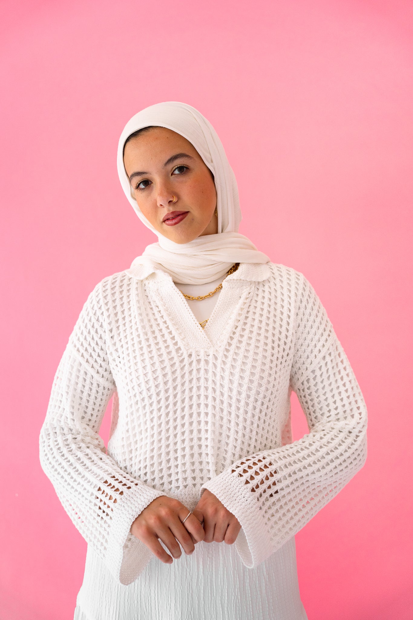 Sunset Walk Crochet Top in White