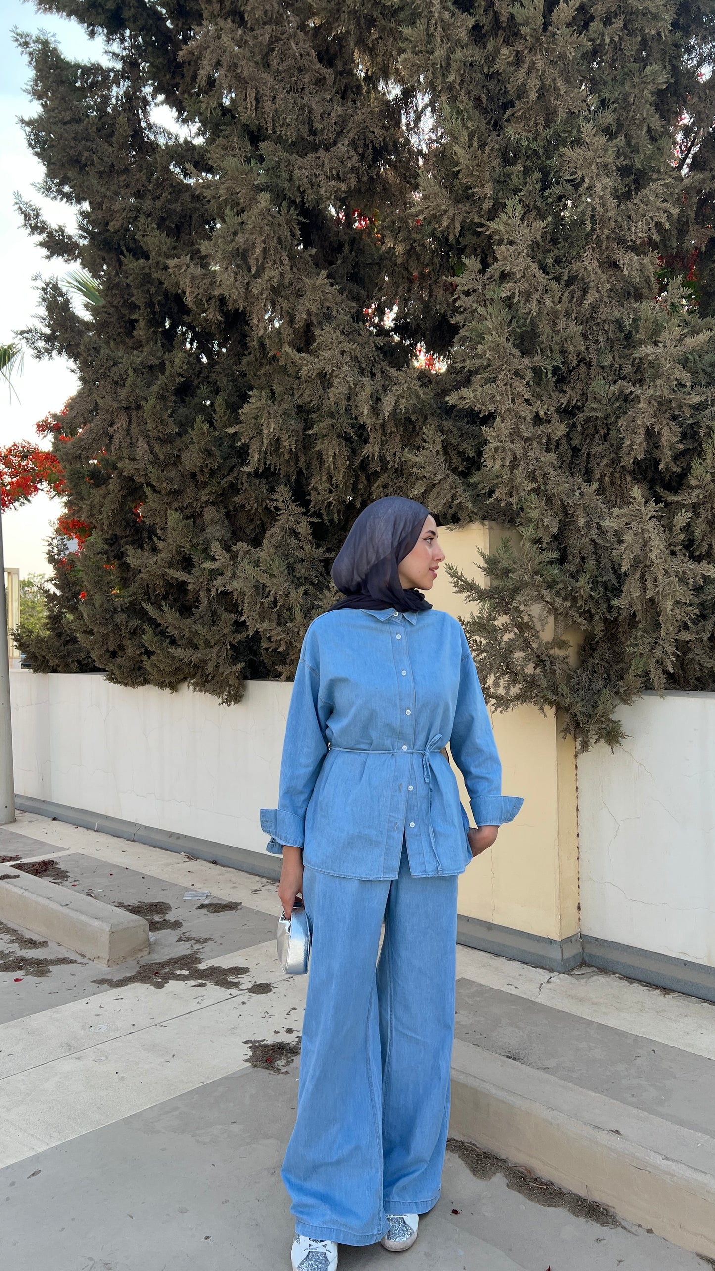 Soft denim set in light blue ( no belt included )