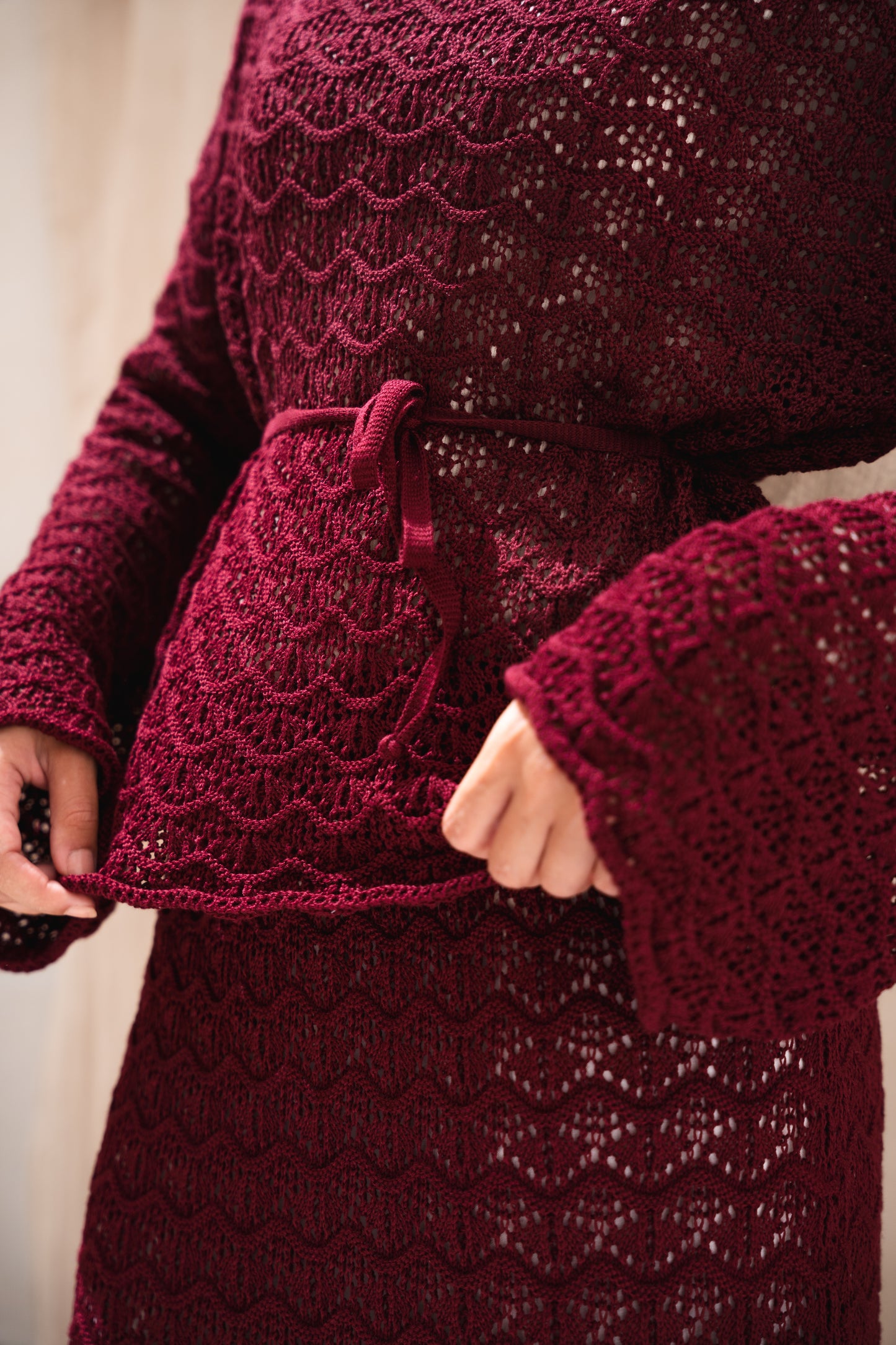 Seashell crochet set in maroon