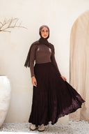 Dove Crushed Asymmetrical Skirt in Brown