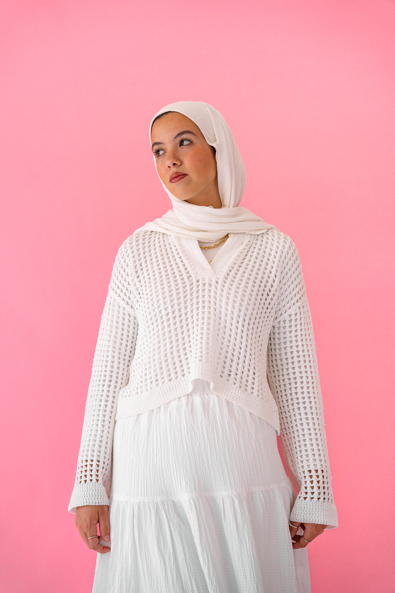 Sunset Walk Crochet Top in White