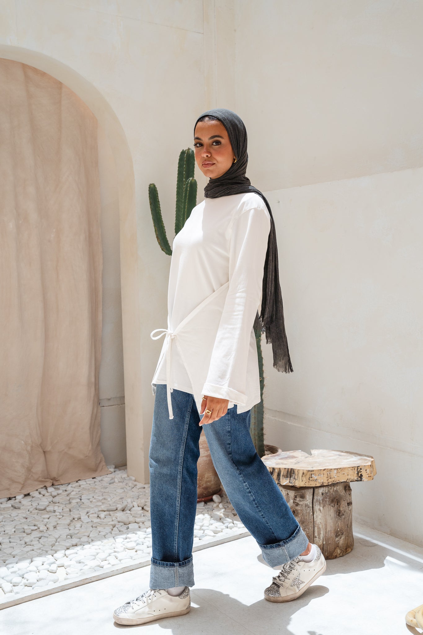 The Tie Top in White