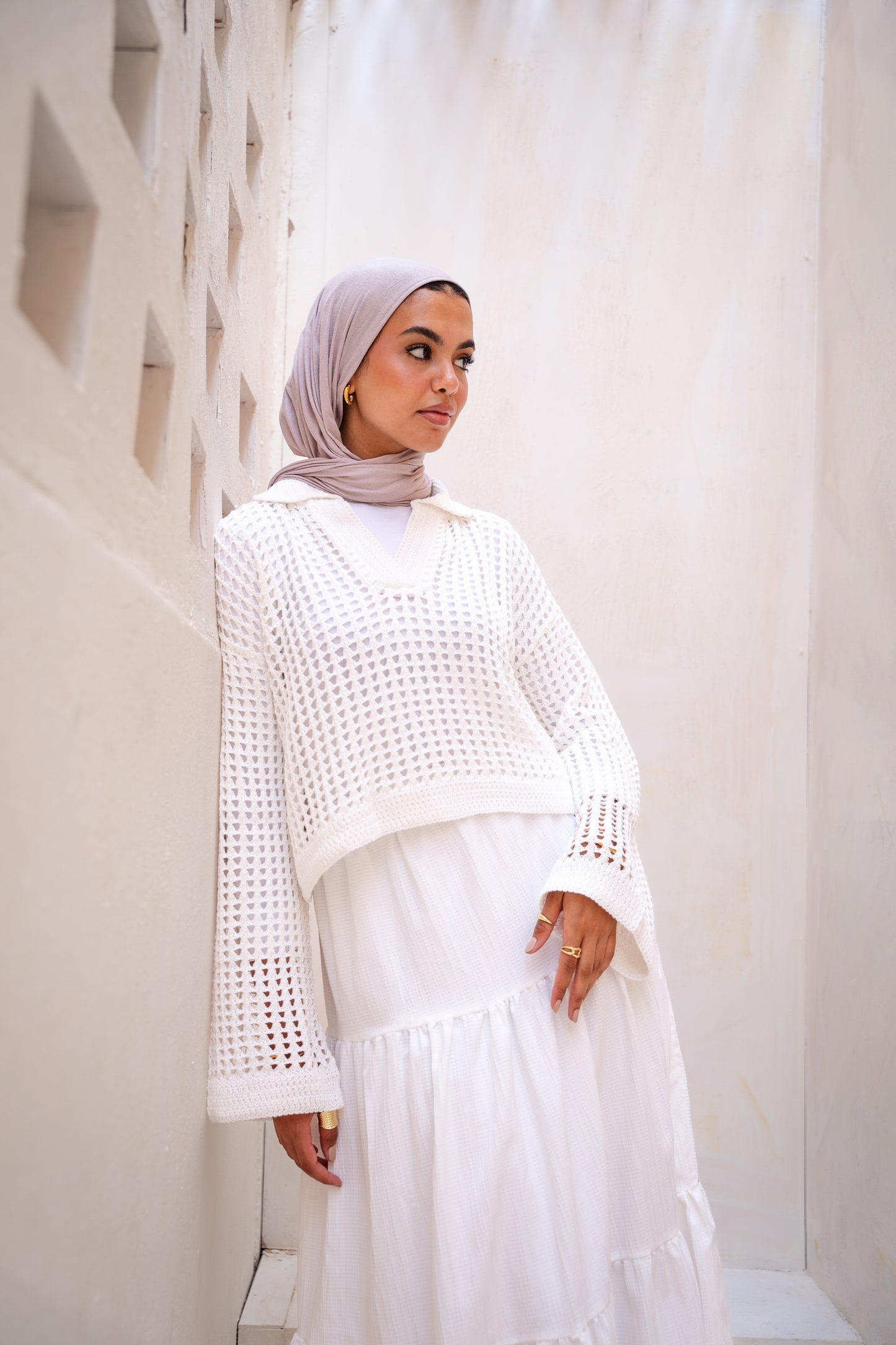 Sunset Walk Crochet Top in White