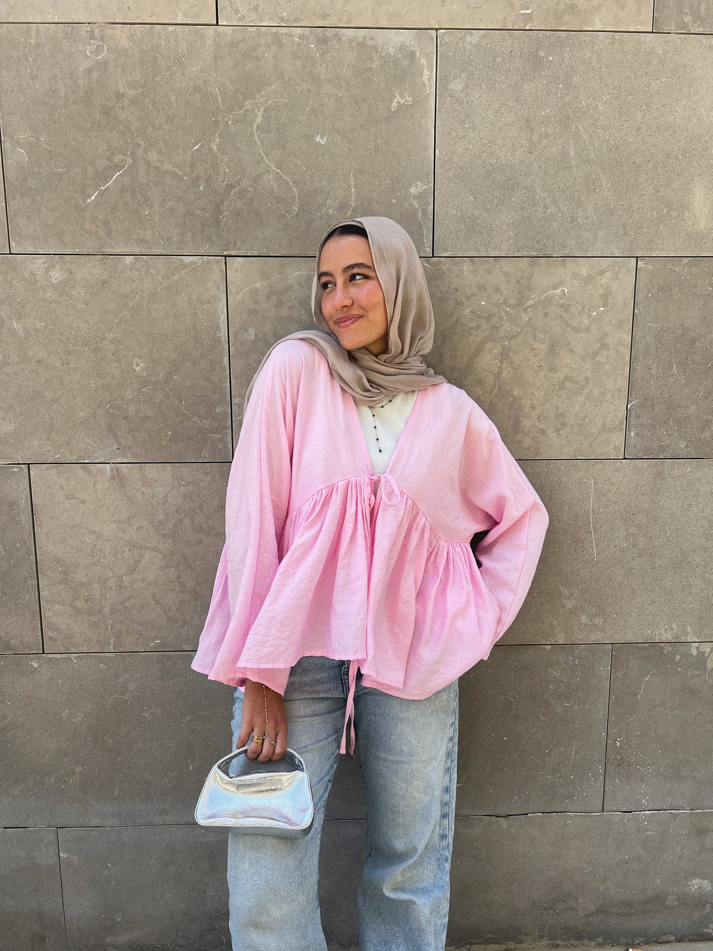 Day dreamer blouse in powder pink