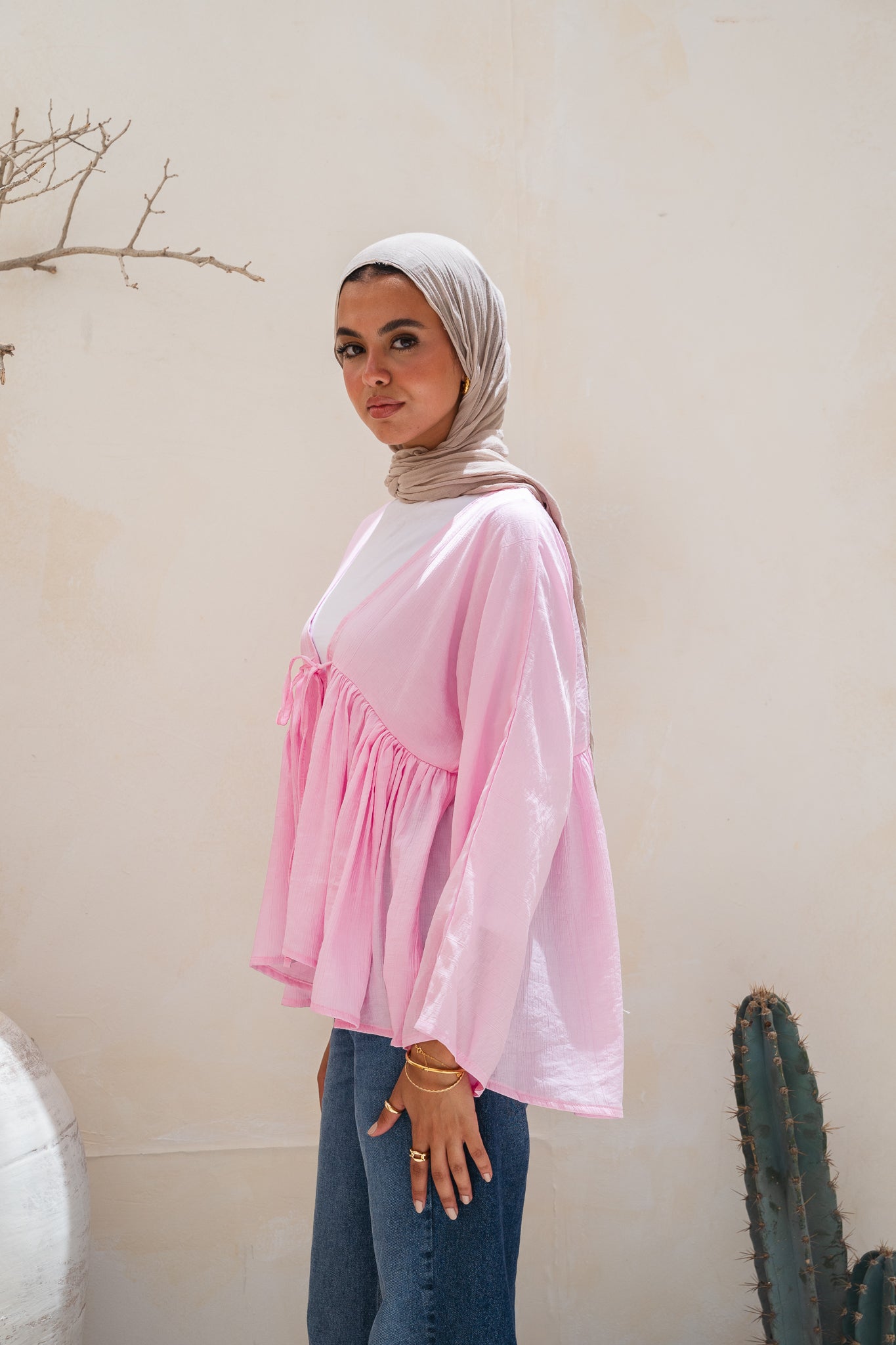 Day dreamer blouse in powder pink