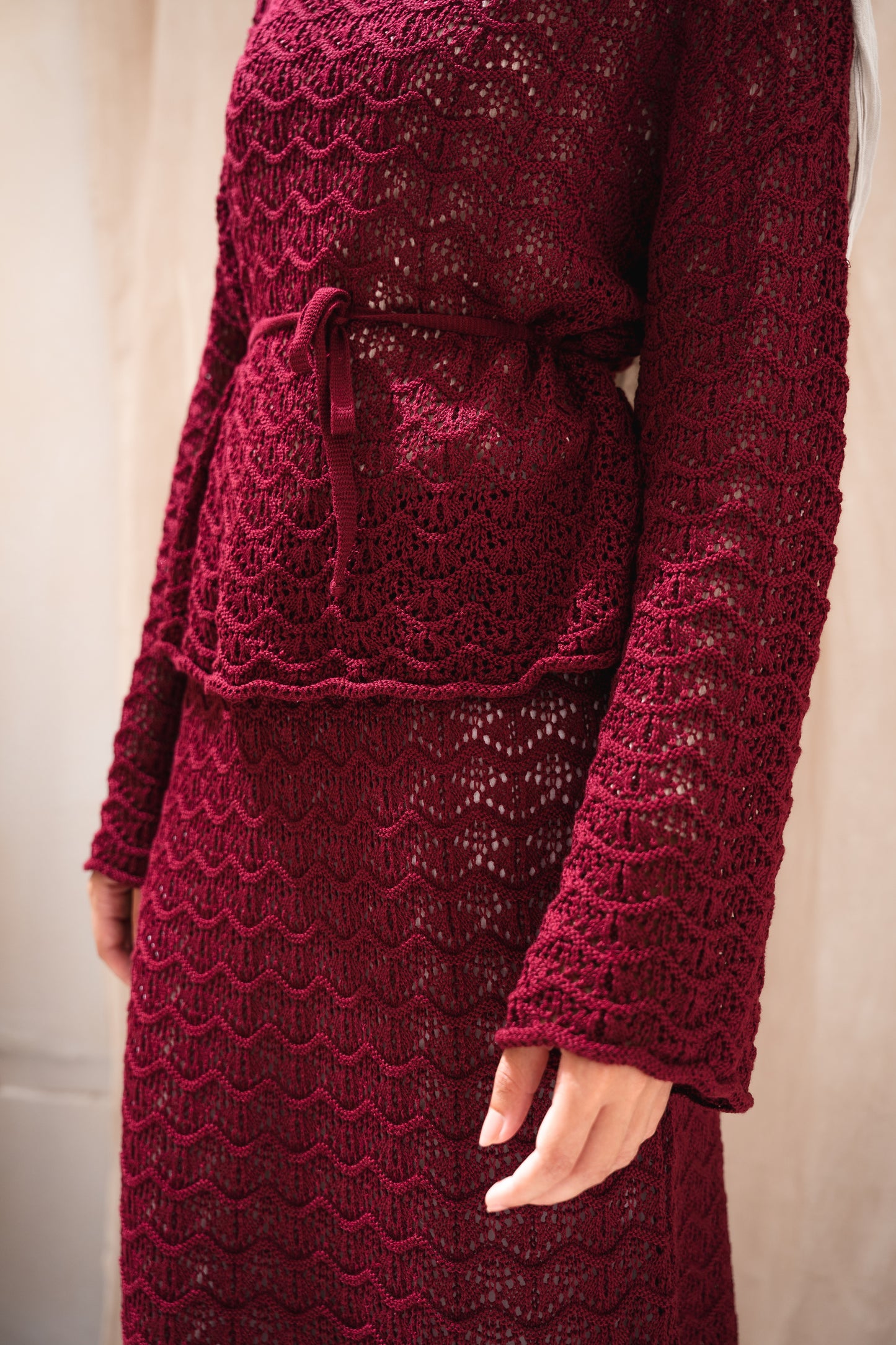 Seashell crochet set in maroon