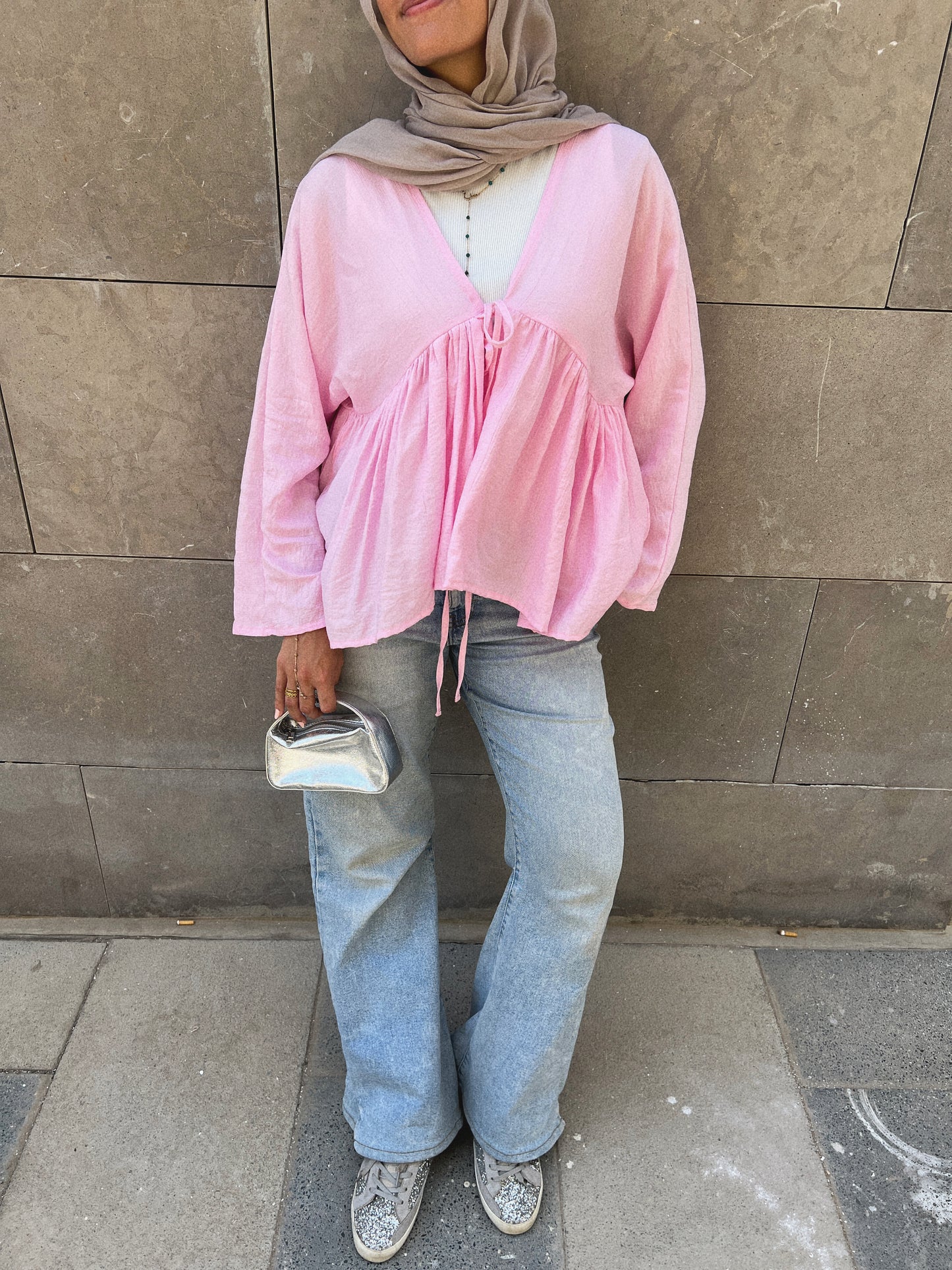 Day dreamer blouse in powder pink