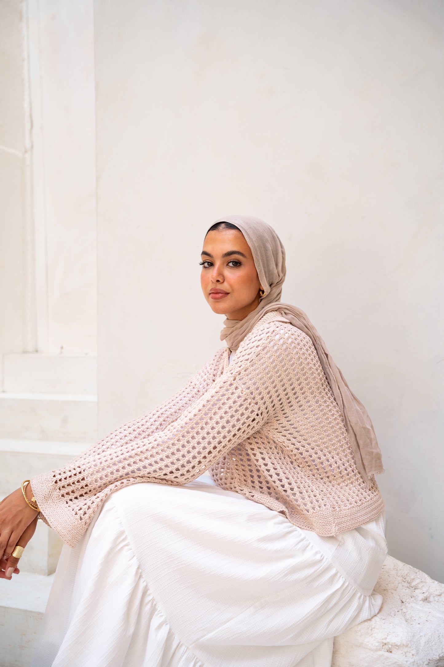 Sunset Walk Crochet Top in Beige