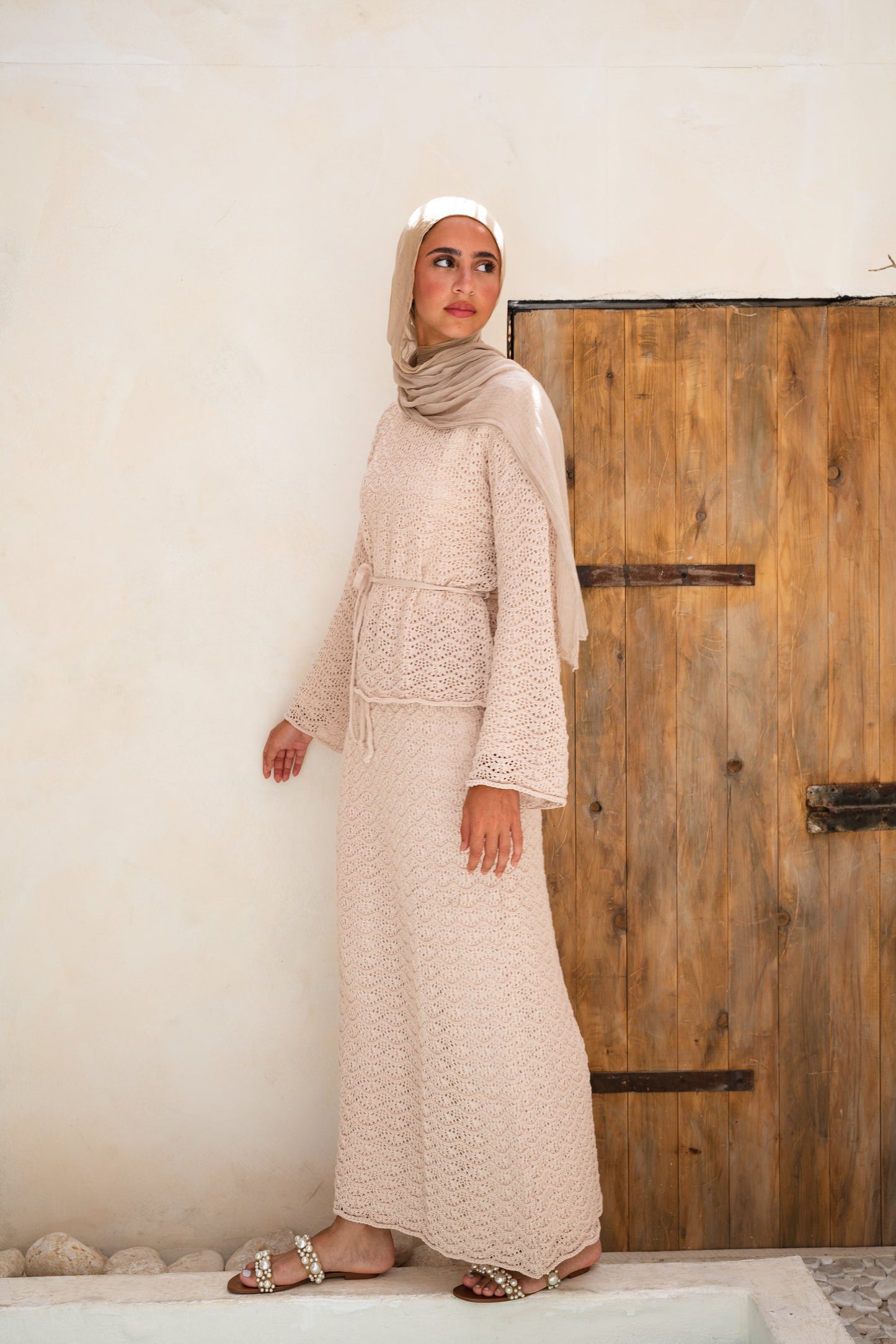 Seashell Crochet Set in Beige