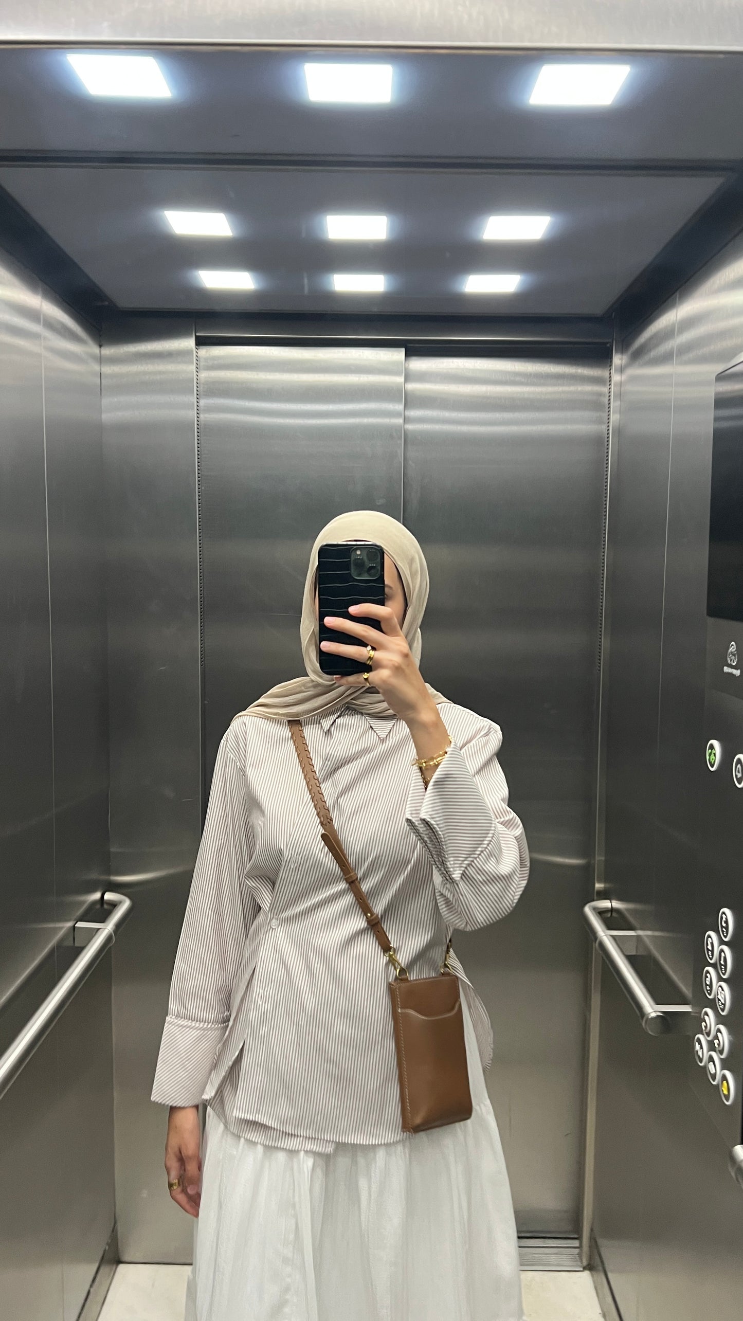 The Daily Stripped Shirt in Beige