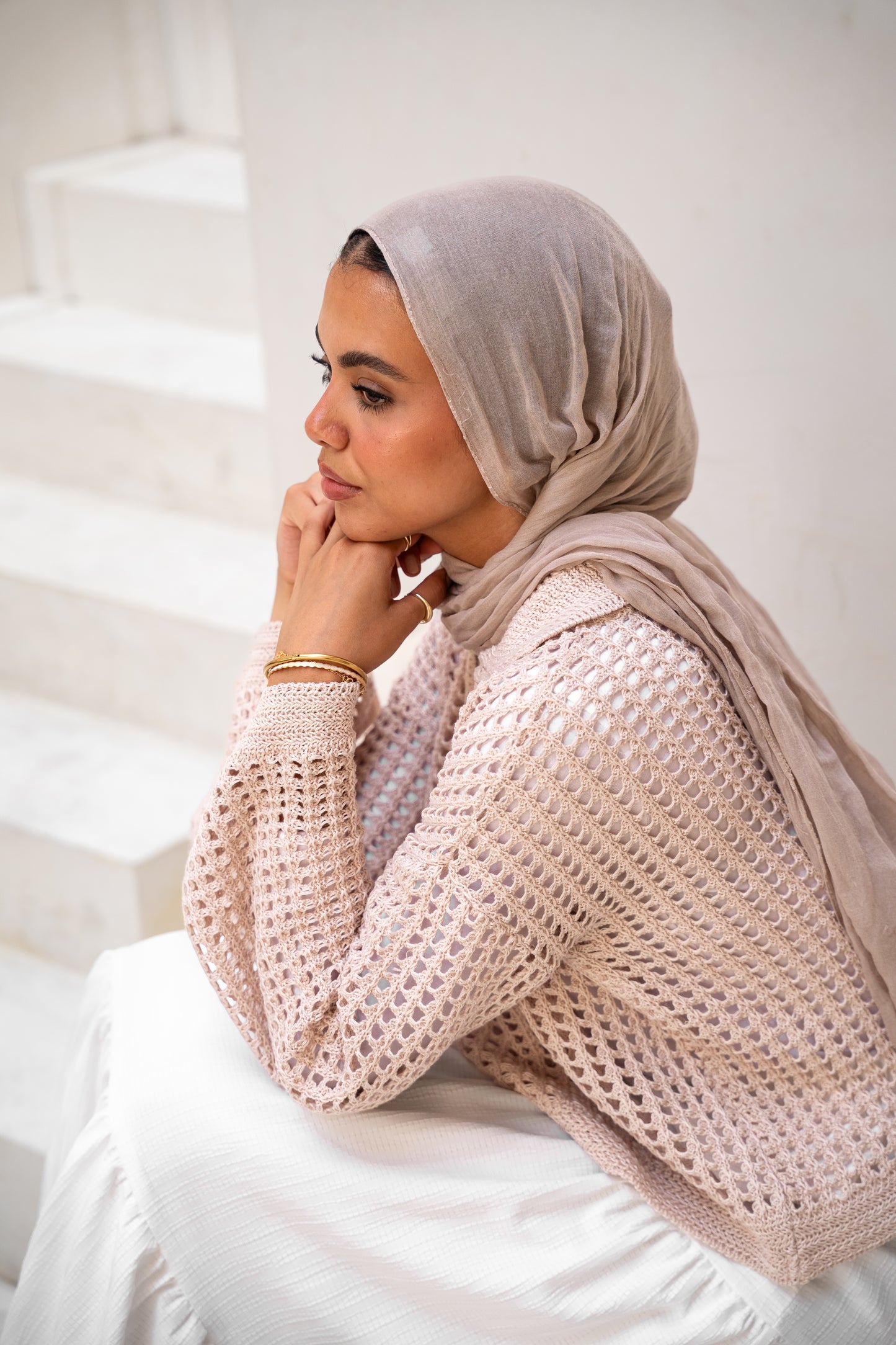 Sunset Walk Crochet Top in Beige