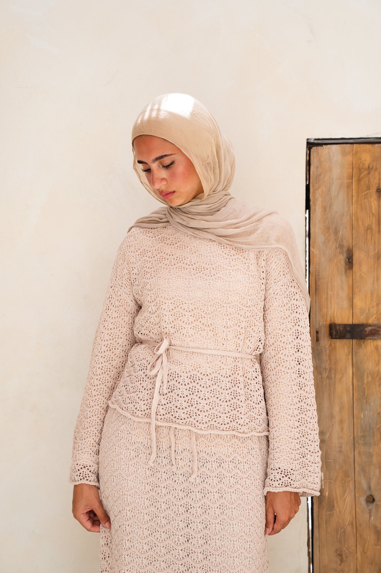 Seashell Crochet Set in Beige