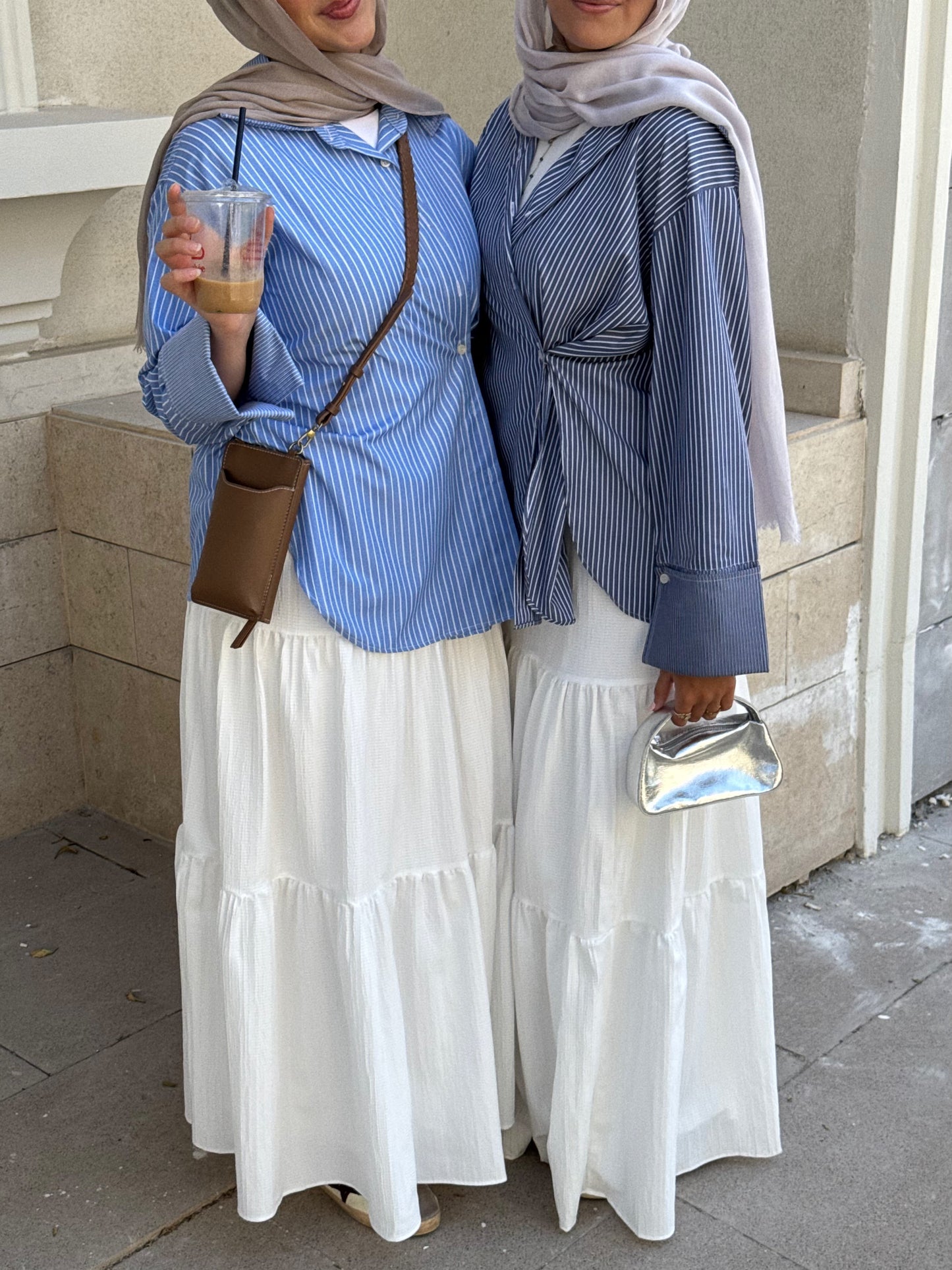 THE DAILY STRIPED SHIRT in light blue .