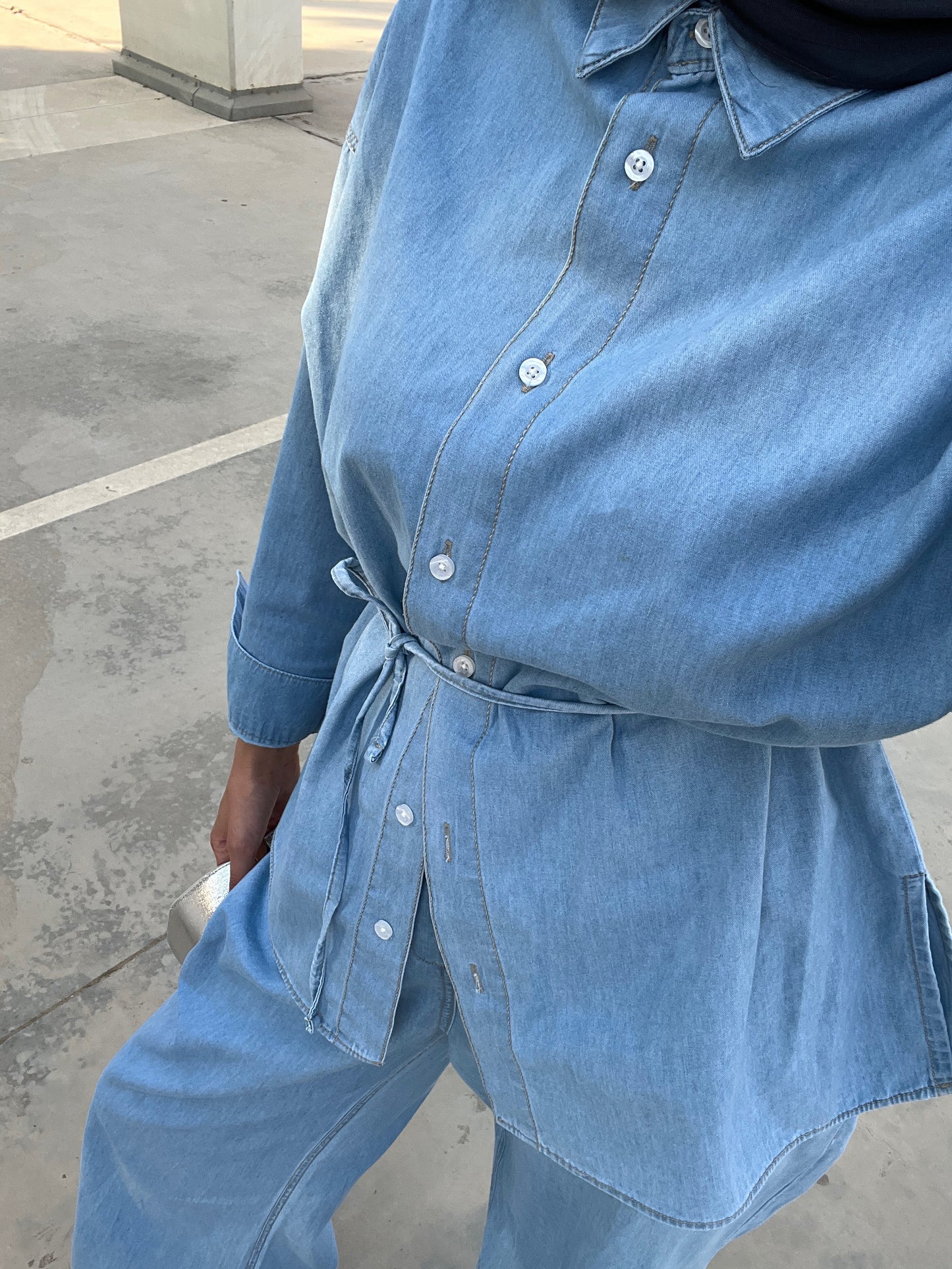 Soft denim set in light blue ( no belt included )
