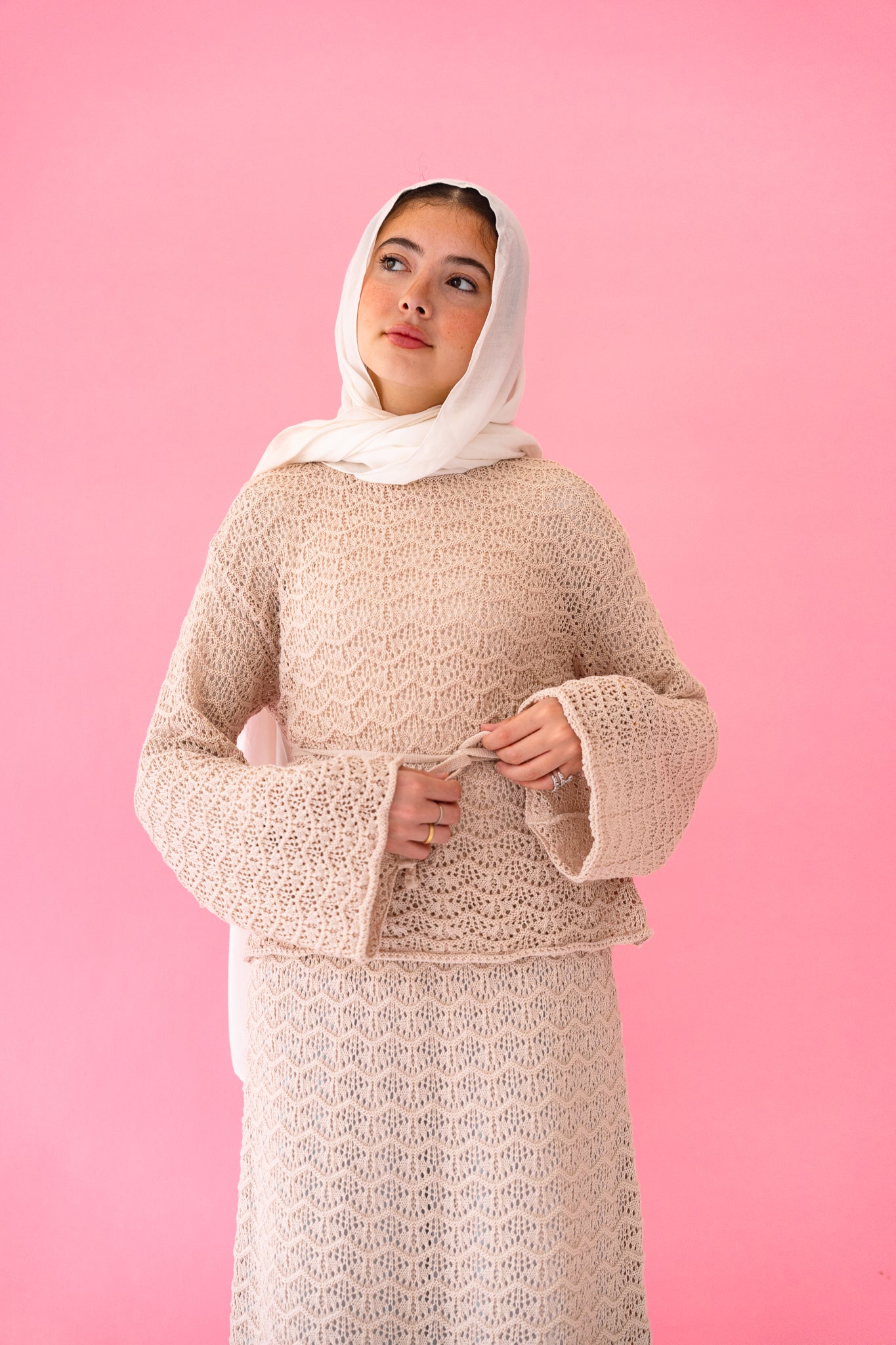 Seashell Crochet Set in Beige