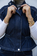 Contoured denim vest - dark blue