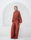 ribbon waisted set - brick