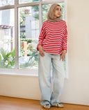 Striped tee - red & pink