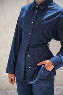 Soft denim set in navy blue