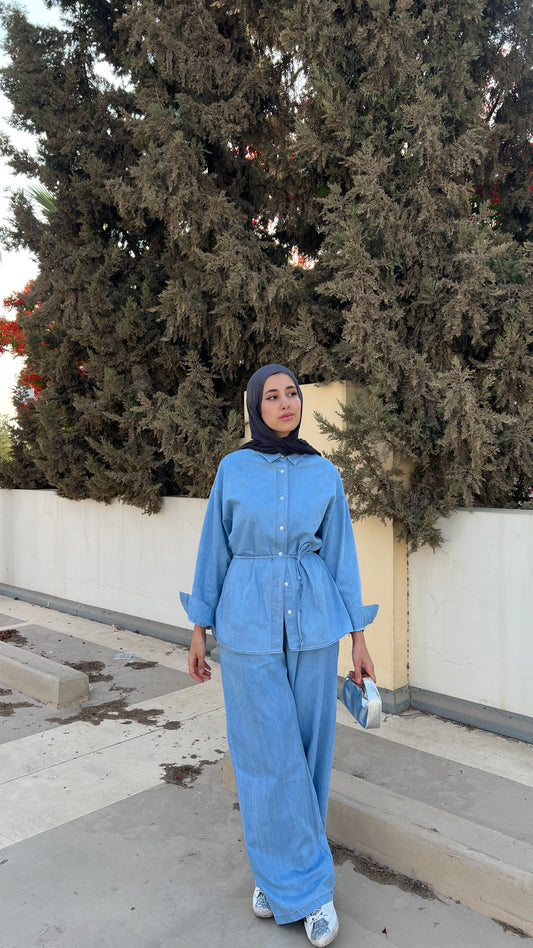 Soft denim set in light blue ( no belt included )