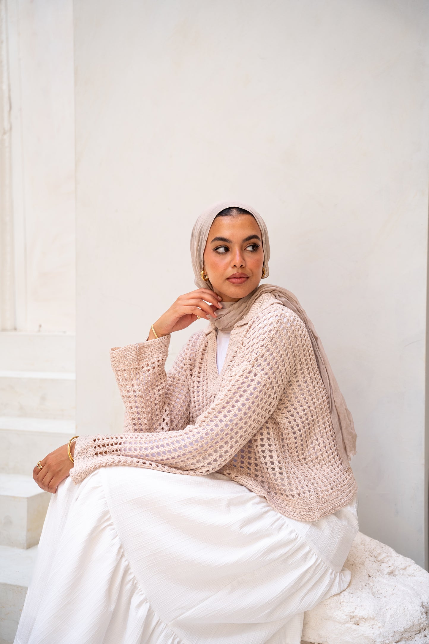 Sunset Walk Crochet Top in Beige