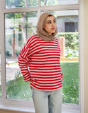 Striped tee - red & pink