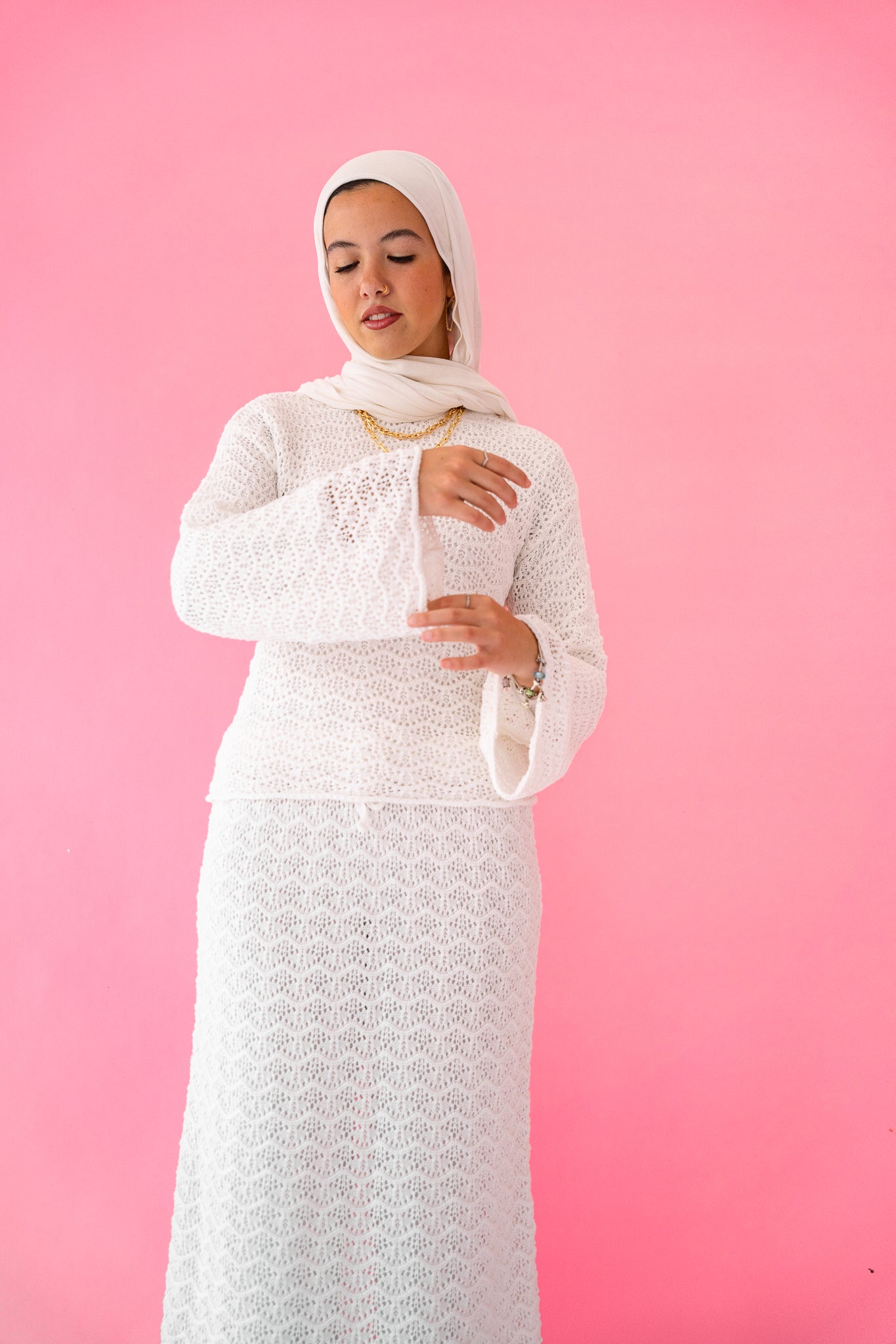 Seashell Crochet Set in White