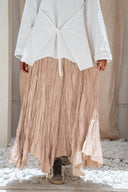 Dove Crushed Asymmetrical Skirt in Beige