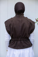 Contoured denim vest - dark brown