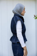 Contoured denim vest - dark blue