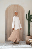 Dove Crushed Asymmetrical Skirt in Beige