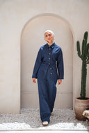 Soft denim set in navy blue