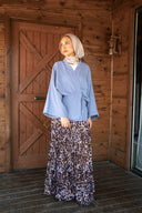 whimsy crushed skirt - brown & blue