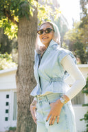 Contoured denim vest - light blue