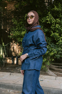 Soft denim set in navy blue