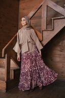 whimsy crushed skirt - maroon & cafè