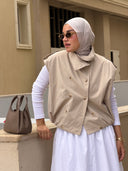 multi buttons vest - beige