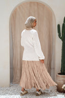 Dove Crushed Asymmetrical Skirt in Beige