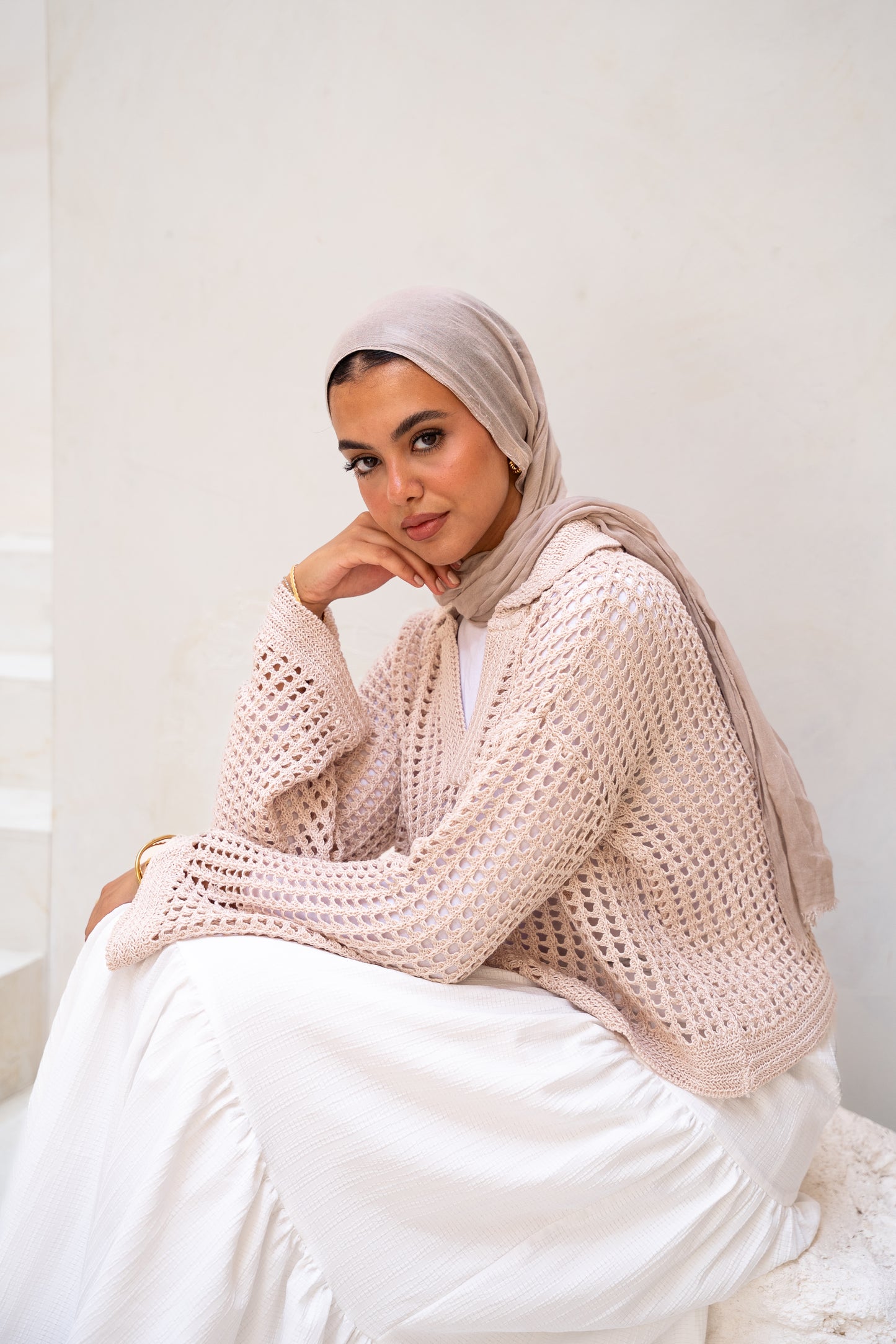 Sunset Walk Crochet Top in Beige