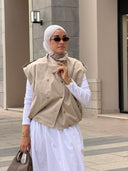 multi buttons vest - beige