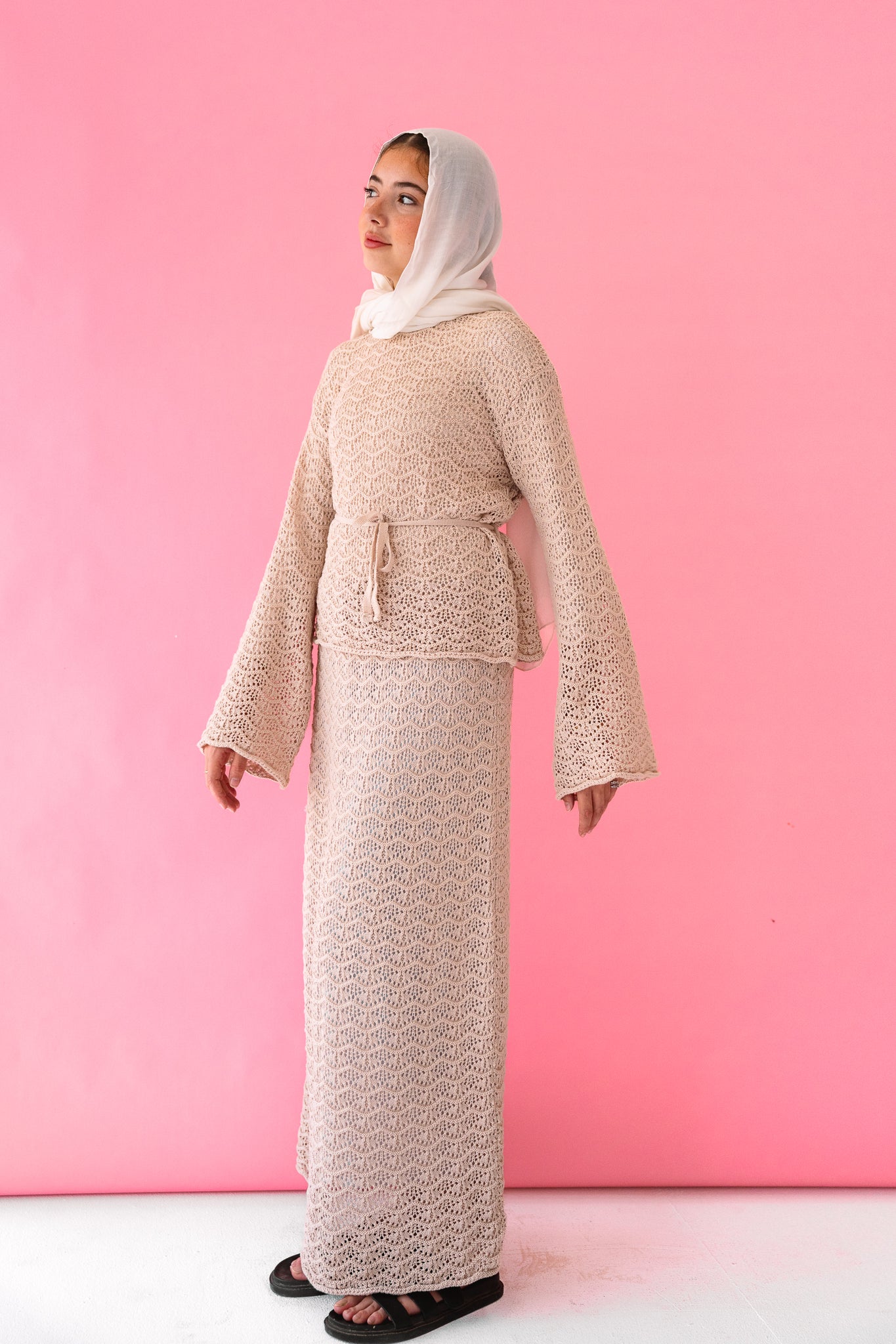 Seashell Crochet Set in Beige