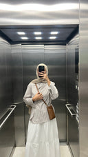 The Daily Stripped Shirt in Beige