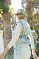 Contoured denim vest - light blue