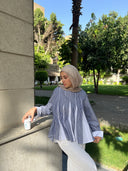 Daisy striped blouse - blue