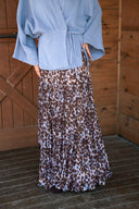 whimsy crushed skirt - brown & blue