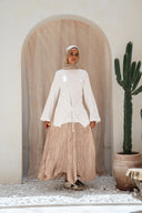 Dove Crushed Asymmetrical Skirt in Beige