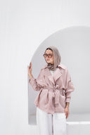 Belted linen cardigan