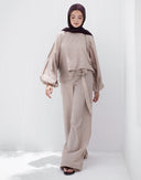 ribbon waisted set - Beige