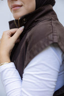 Contoured denim vest - dark brown