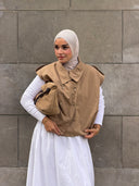 multi buttons vest - camel